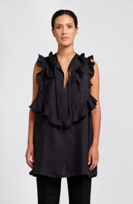 black hemp blouse front