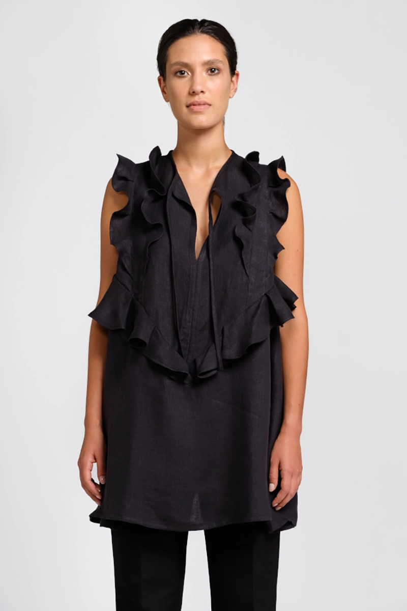 Trame di Stile - Blusa nera in canapa